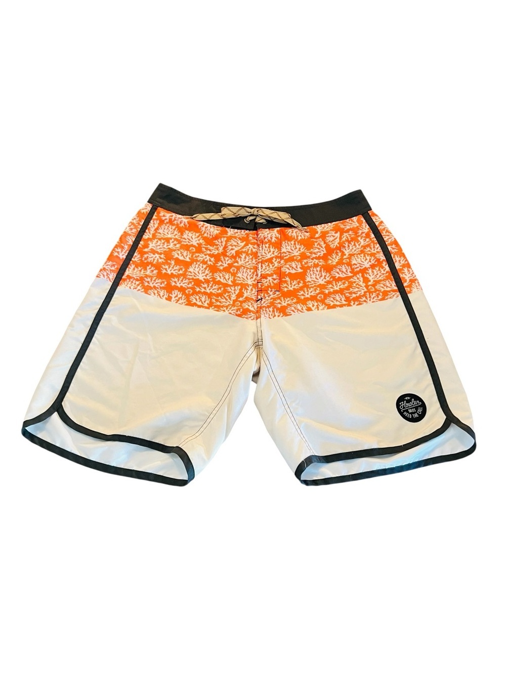 Howler Bros. Men's Orange and Cream Coral Pattern Board Shorts